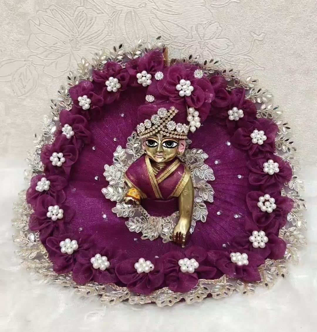 Royal Purple Ladoo Gopal Dress with Floral Pearl Collection